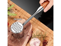 Plataipree Martillo Carne Acero Inoxidable Doble Cara Mango Palisandro Cocina Ablandar Golpear Res Pollo Cerdo
