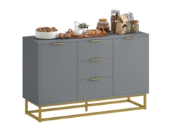Aparador Para Salón Con 3 Cajones, 2 Puertas, Estante Ajustable, Mecanismo Antivuelco, Gris, 120x40x76
