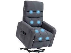 Sillón Reclinable Con Masaje De 8 Puntos Y Reposapiés, Color Gris.
