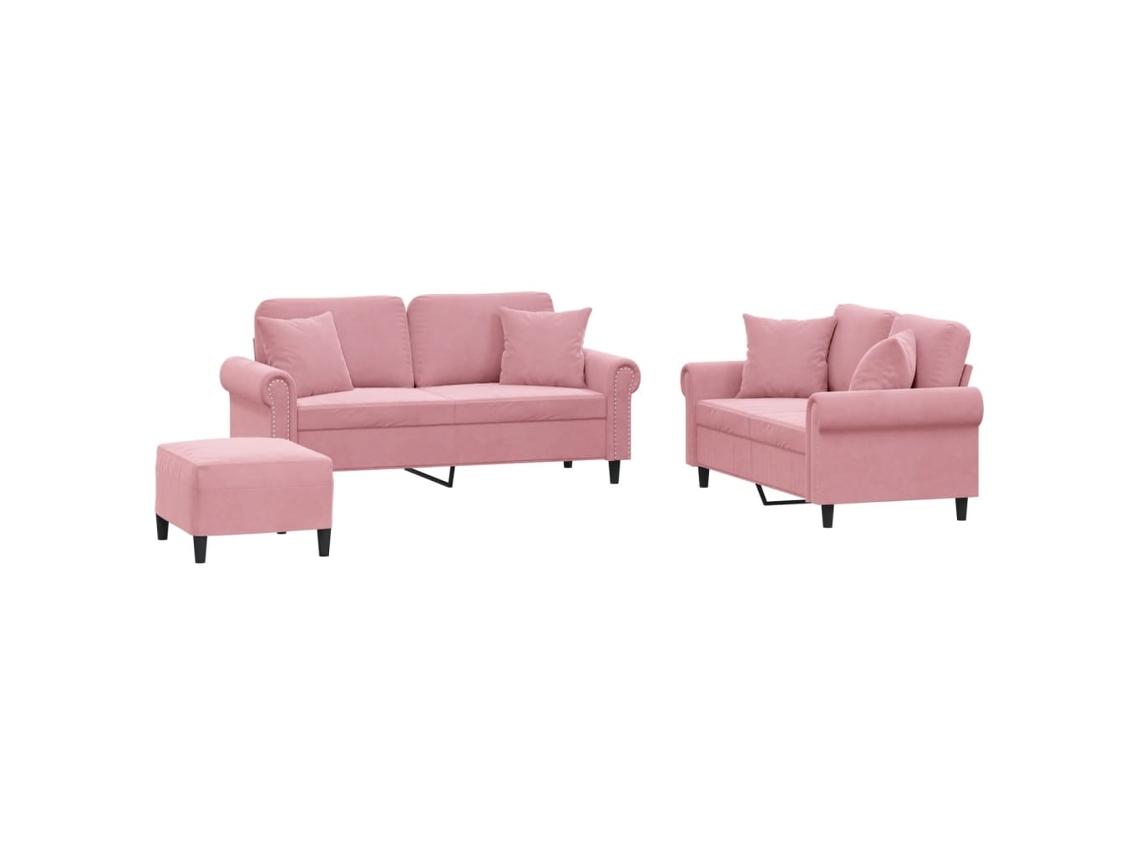 Maison Exclusive - Juego De Sofás Con Cojines 3 Piezas Terciopelo Rosa