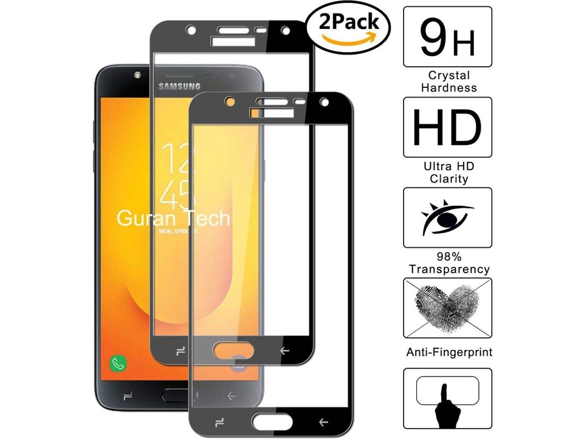Protector Cristal Templado Samsung Galaxy J7 Duo 2018 HONGWE. Cobertura Completa Negro