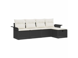 Maison Exclusive - Conjunto De Sofás De Jardín 5 Pcs Negro Y Crema Ratán Sintético