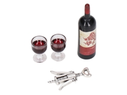 Juego De Vino Tinto Para Casa De Muñecas A Escala 1/12: Botellas En Miniatura, Copas, Abridores Y Decoración.