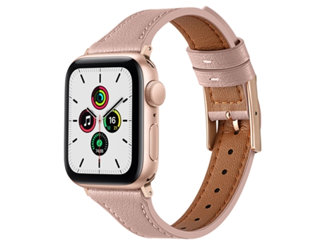 Correa de reloj inteligente transpirable de cuero genuino para Apple Watch Series 8 y 7 45 mm / SE 2 y 6 y SE y 5 y 4 44 mm / 3 y 2 y 1 42 mm (rosa)