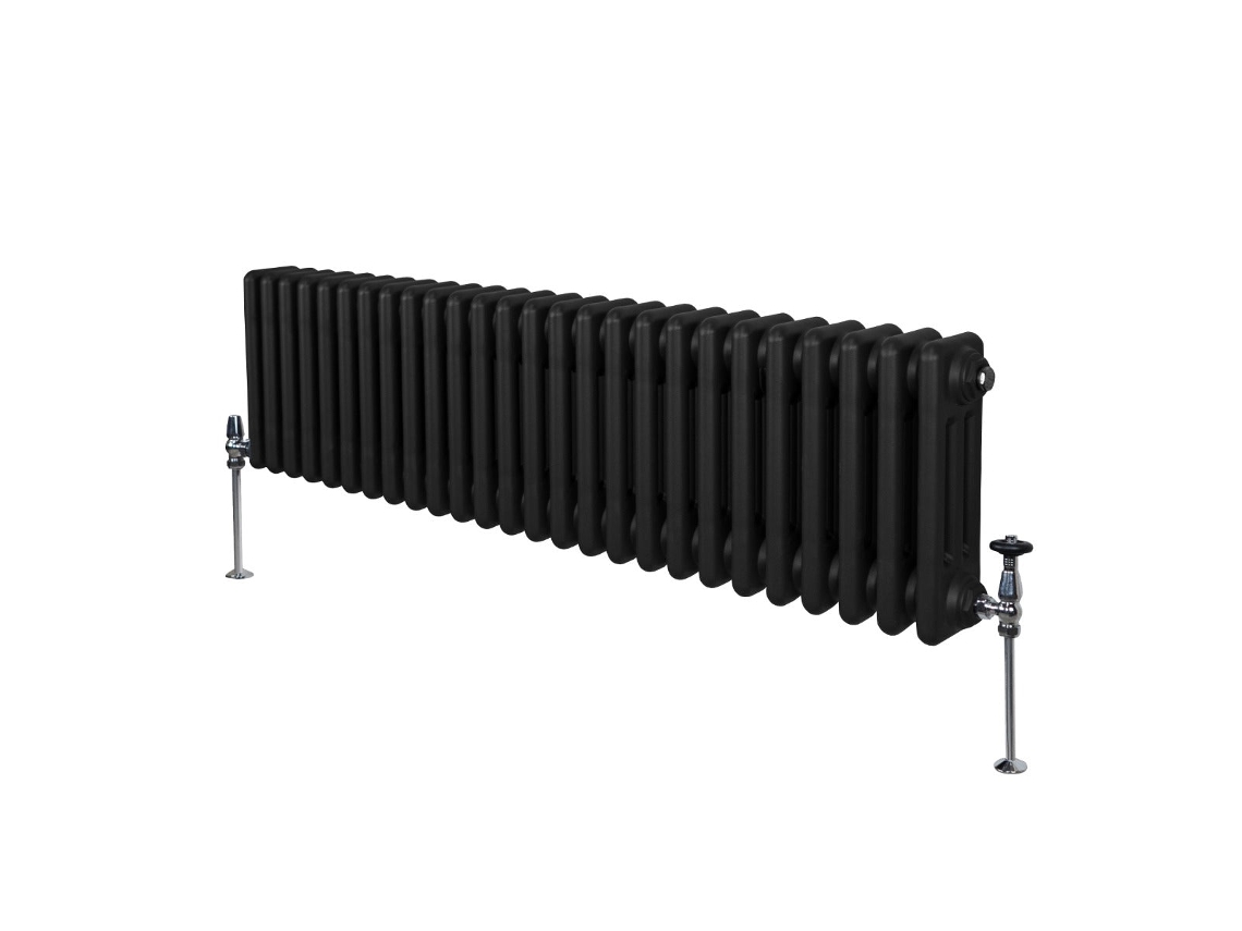 Radiador tradicional de acero al carbono negro de 3 columnas, 300x1192 mm, con alta eficiencia térmica de 3612 Btu, acabado
