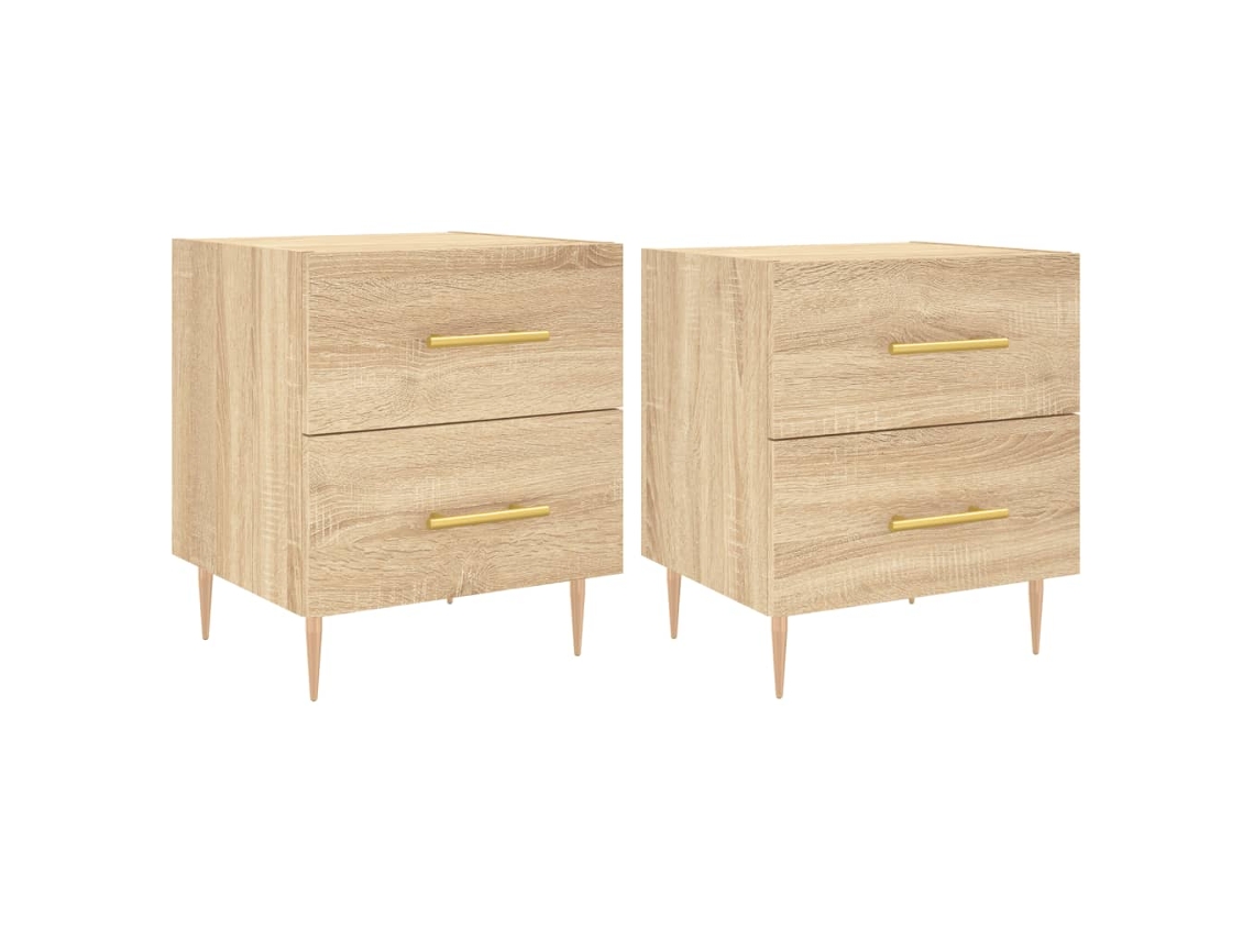 Mesitas de Noche 2 Pzs Derivados de Madera Roble Sonoma