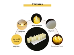 12 Velas Led Recargables Sin Llama Con Control Remoto De 4 Botones, Luz Amarilla Cálida Para Decoración.