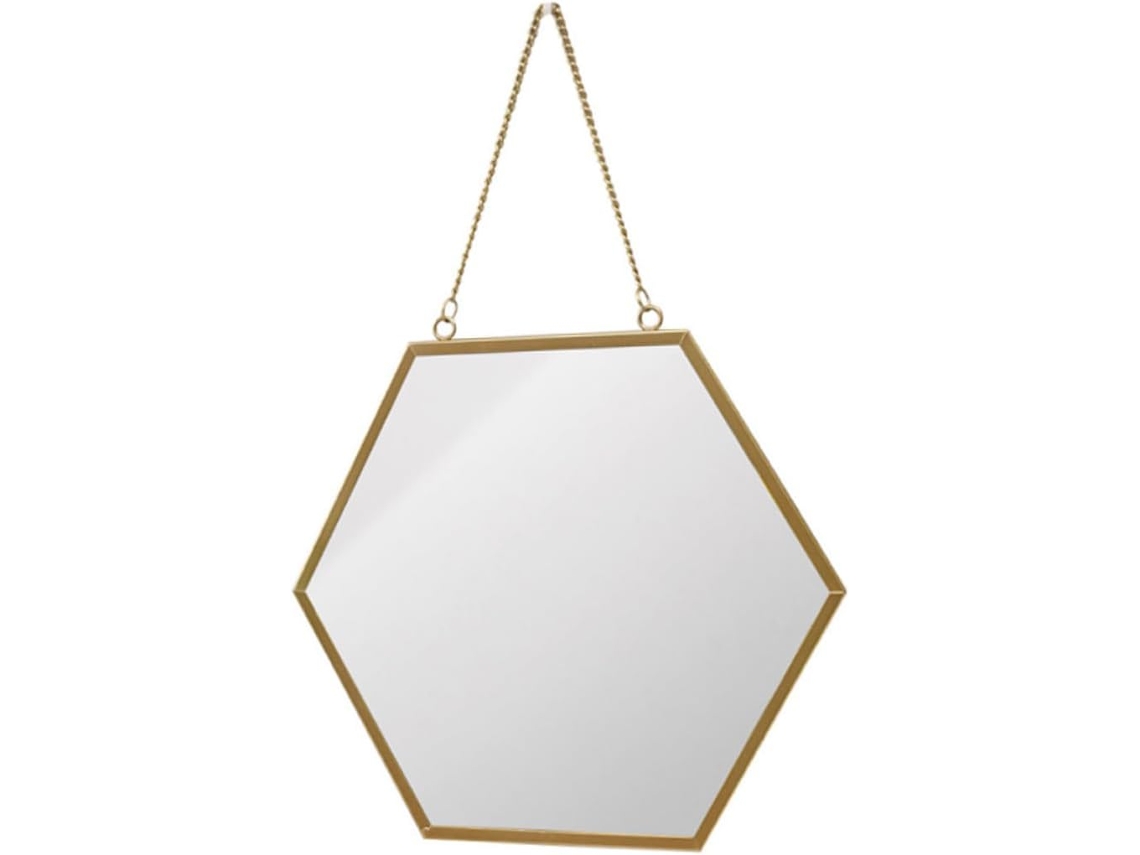 Espejo De Pared Hexagonal Grande De Metal Y Cristal, Espejo De Maquillaje Colgante, Decoración De Baño