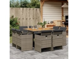 Conjunto de comedor de jardín DKD Home Decor de 9 piezas con cojines, ratán gris