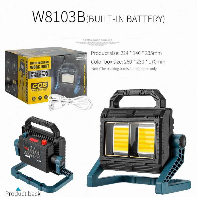 Linterna LED de alta potencia (batería integrada) - Resistente al agua - Luz para pesca - Recargable por USB - Potente foco - Luz para acampar
