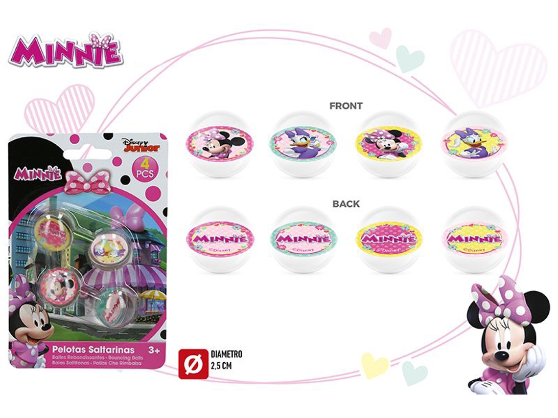 Juego de 4 pelotas saltarinas de colores de Minnie Mouse para bebés