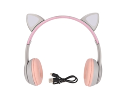 Auriculares Bluetooth Para Niños Con Orejas De Gato, Cancelación De Ruido, Luces Led Y Diseño Retráctil.