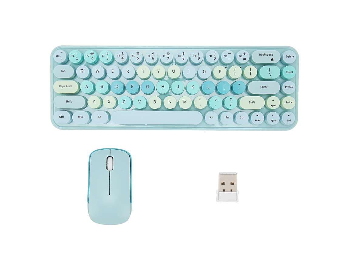 Combo de teclado y ratón inalámbricos con tema azul