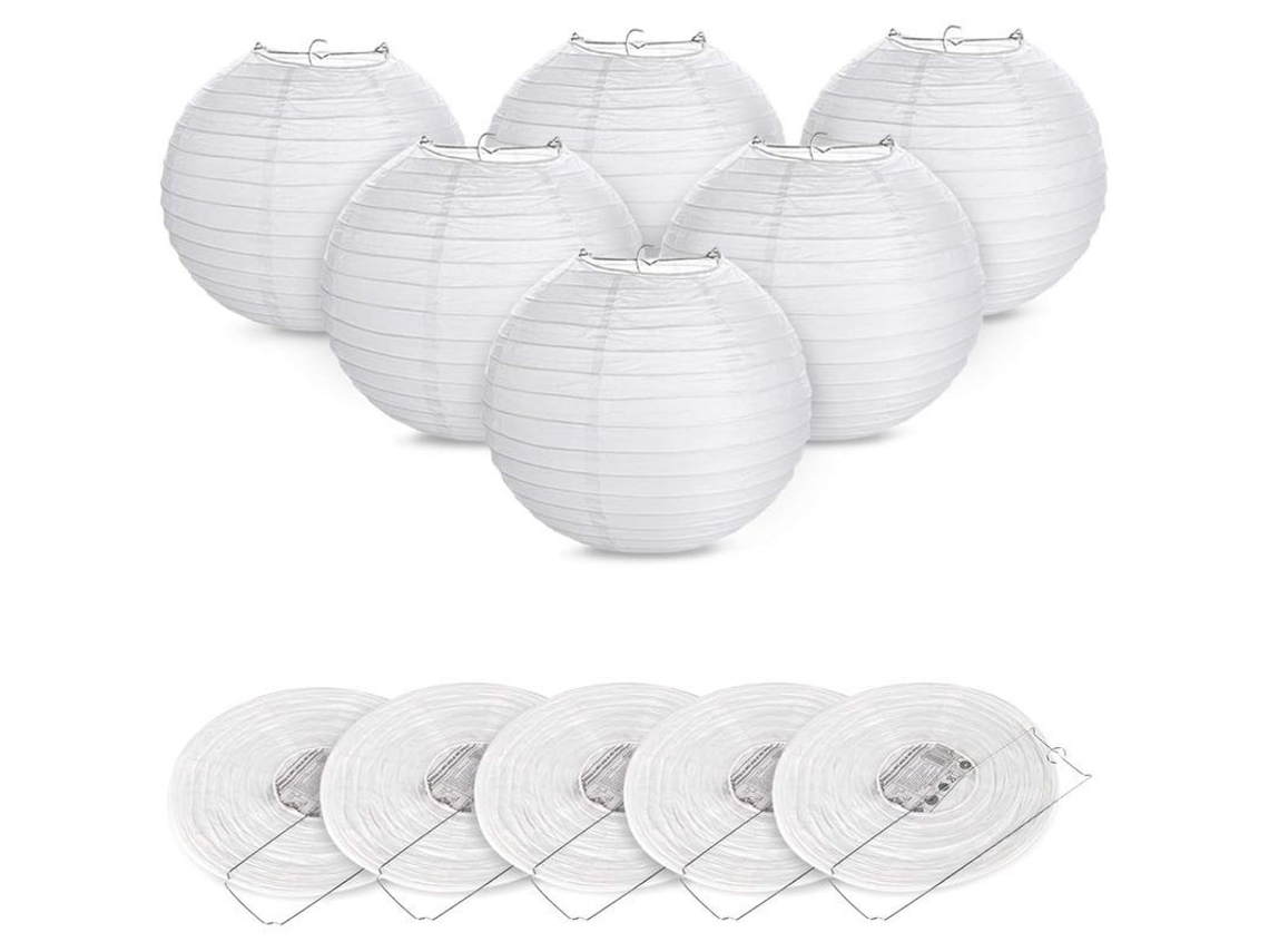 2026-36491-12 Lámparas De Papel Redondo Blanco 30cm Para Decoración De Fiesta Iglesia Jardín Navidad Boda Cumpleaños