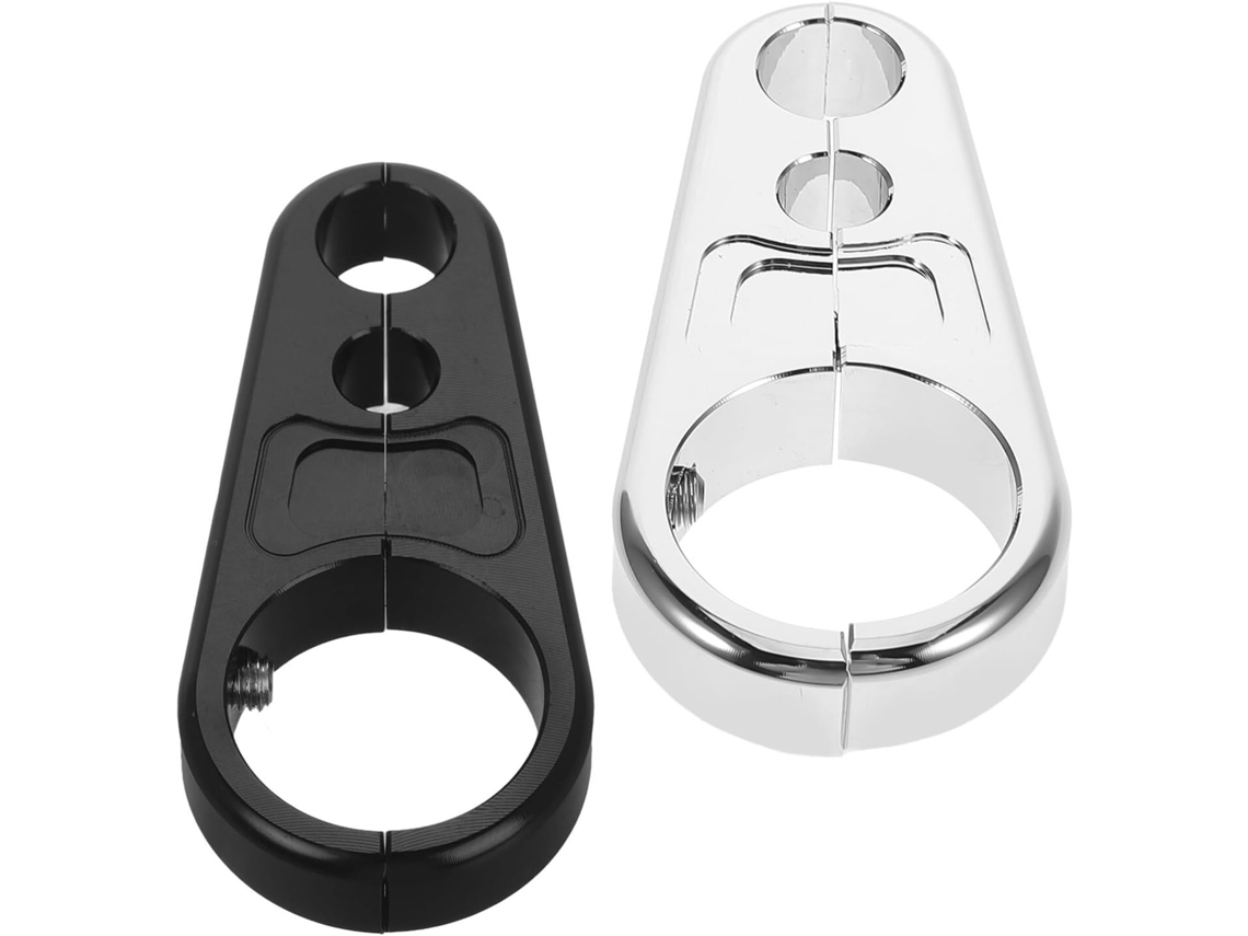 Juego De 2 Abrazaderas Para Mangueras De Freno De Motocicleta De 25 Mm En Aluminio Negro Y Cromado.