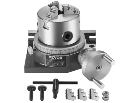 VEVOR Mesa Giratoria para Fresadoras Horizontal Vertical de 3 Mordazas de 100 mm