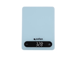 COFAN Báscula Digital de Cocina de vidrio templado con apagado automático Máximo 10 kg 4 Sensores de alta precisión Color: Azul