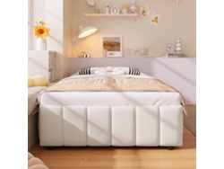 Sofá Cama 90x200 Cm, Almacenamiento Hidráulico, Lino Y Mdf, Diseño Minimalista Sin Cabecero, Fácil Montaje, Beige