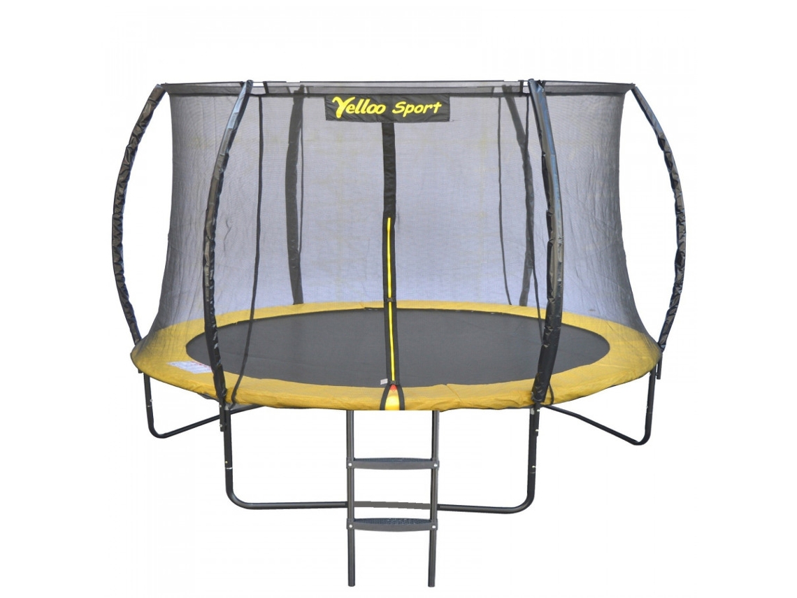 Trampolín infantil para jardín con lona de salto, certificado CE TUV GS por Yelloo (305 cm de diámetro, amarillo)