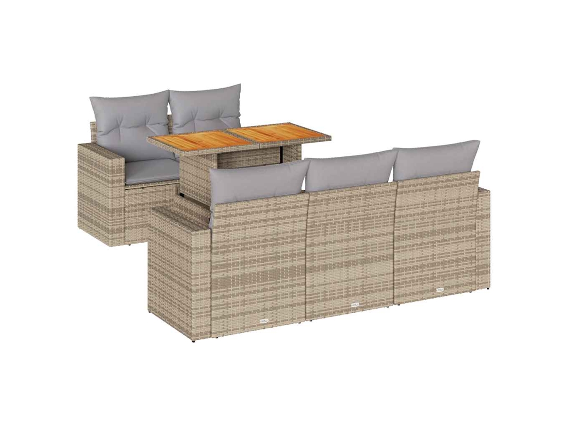 Maison Exclusive - Juego De Sofás Jardín Con Cojines 6 Pzas Ratán Sintético Beige