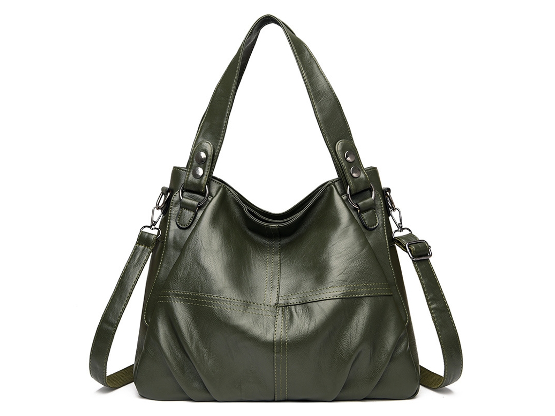Bolso de mano de piel suave para mujer, bandolera estilo mensajero, estilo hobo, color verde Digitallab