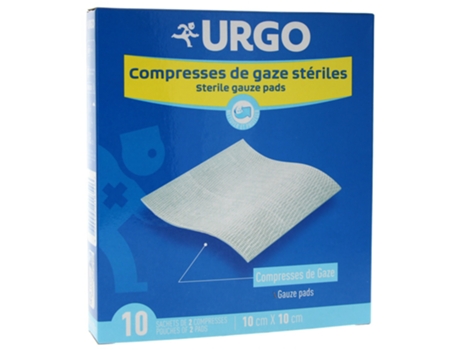 URGO Compresas de Gasa Esterilizadas 10 Cm X 10 Cm 10 Sobres de 2 Compresas