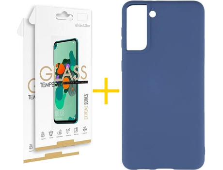 Kit Funda + 2 Protectores de Pantalla Samsung Galaxy S21 + Plus SKYHE Liso (Azul)