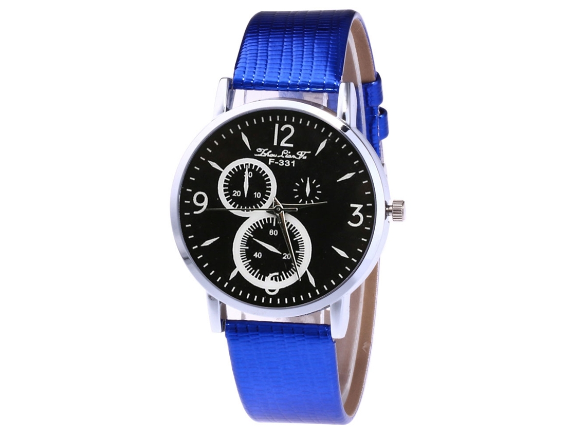 Reloj De Pulsera Unisex Informal De Cuarzo, Estilo Clásico Moderno, Con Correa De Piel Sintética Azul.