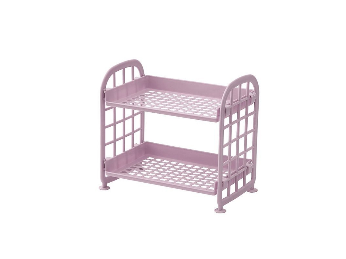 2026-41152-estantería Doble Capa Plegable Baño Abs Organizador Maquillaje Cocina 21.5x14x20.5cm Morado
