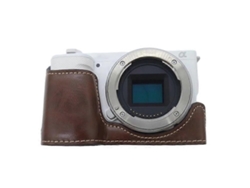 Funda protectora de cuero sintético antiarañazos compatible con cámara Sony Zv E10 con diseño de apertura de batería Facpoet