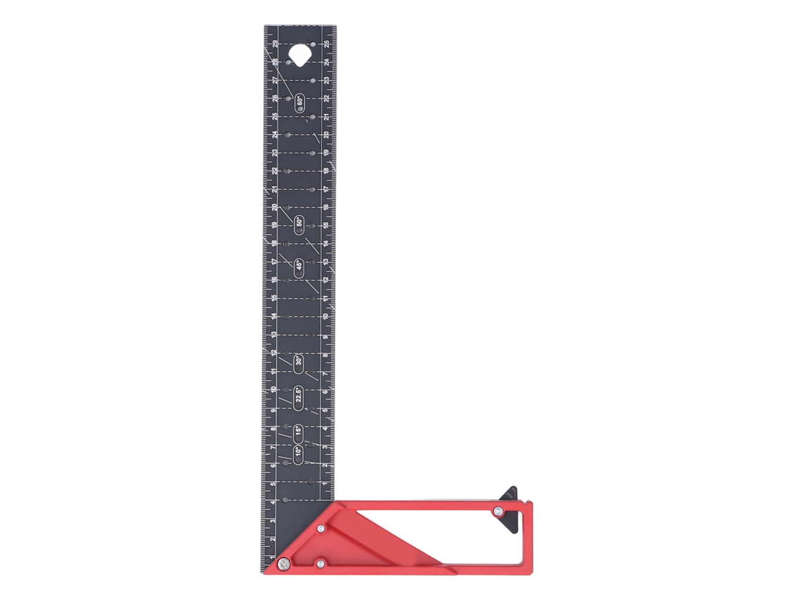 Regla De Ángulo Recto Para Carpintería, Ajustable A 30°, 45° Y 90°, 30 Cm, Con Pomo De Posicionamiento, Fabricada En Aleación De Aluminio.