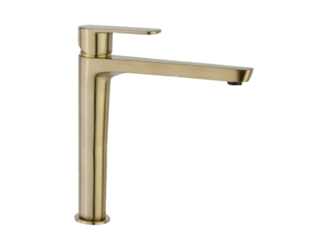 Grifo Monomando Alto para Lavabo en Oro Cepillado con Sistema de Ahorro de Agua S2 Serie Alexia RAMON SOLER
