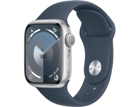 APPLE Watch Series 9 GPS 45 mm Plata con Correa Deportiva Azul Tormenta (Talla: M/L)