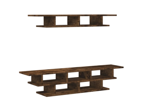 Muebles de TV de pared madera de ingeniería marrón roble VIDAXL (100 x 24 x 13 cm)