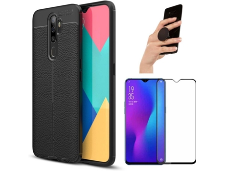 Carcasa, Protector y Popsocket Oppo A9 2020 Rugged Leather Negro