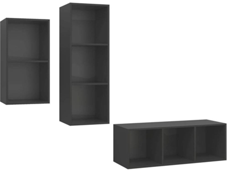 Conjunto 3 de muebles de salón VIDAXL madera ingeniería gris