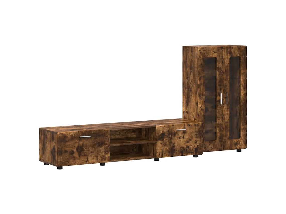 Conjunto de muebles para TV | Mueble para TV | Mueble para TV con cajón Florin Roble ahumado