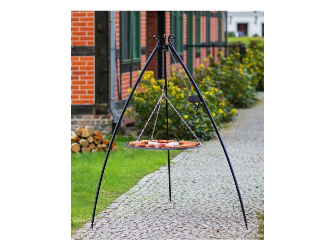 Trípode 200 cm con Rejilla Acero Natural 60 cm + Cabrestante