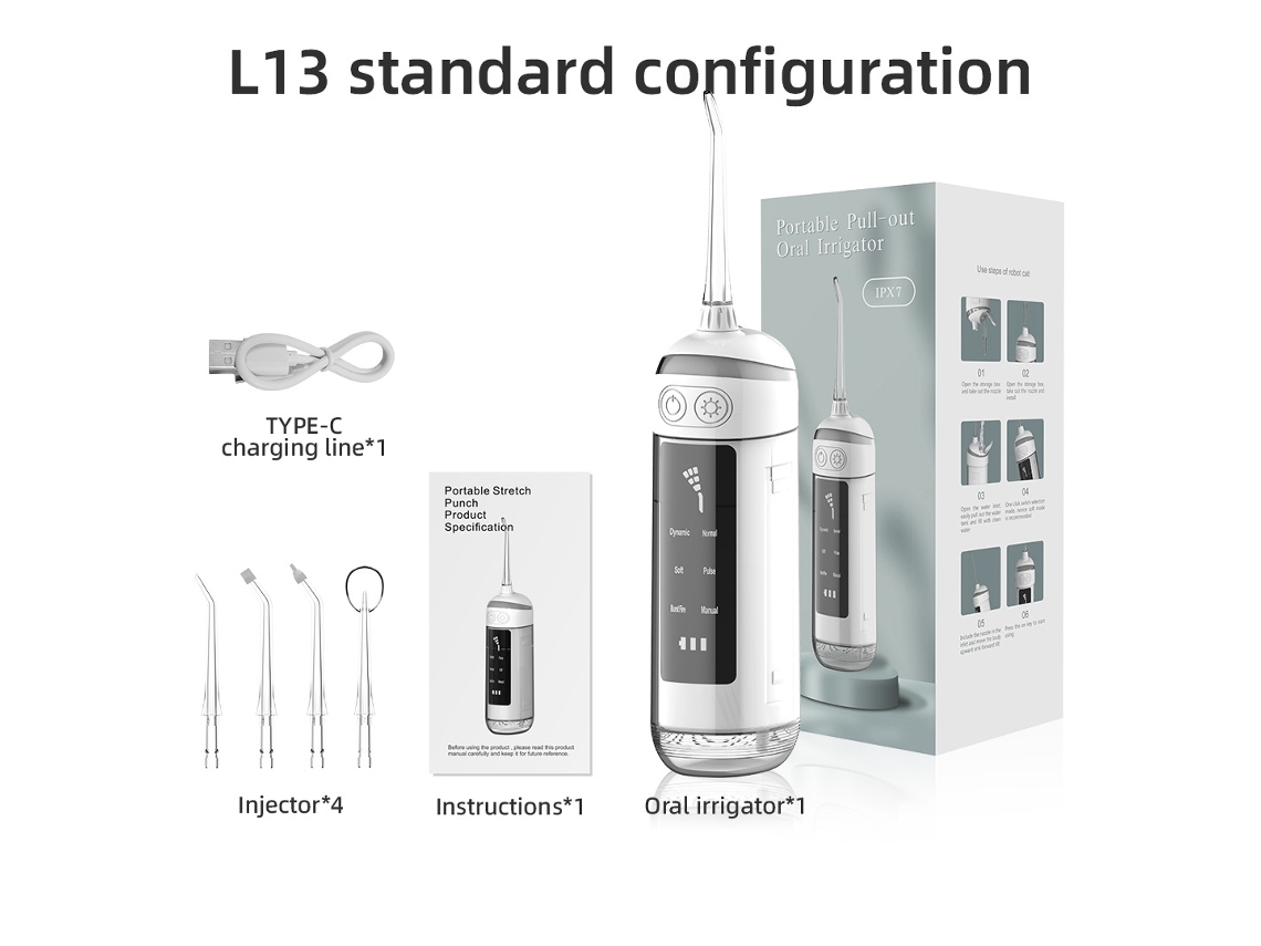 Irrigador bucal Limpiador de dientes portátil Irrigador bucal ajustable de 6 velocidades-Blanco DIGITALLAB