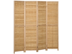 Paravente Bambú 4 Piezas 160x170cm Color Natural Plegable Para Salón Dormitorio