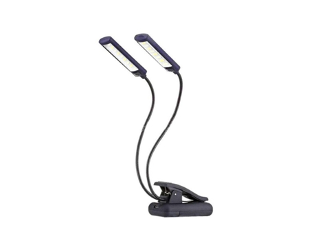 Luz de libro con clip Flexible, Lámpara de lectura LED dual recargable por USB, lámpara de mesa portátil, soporte de escritorio, lámpara de orquest...