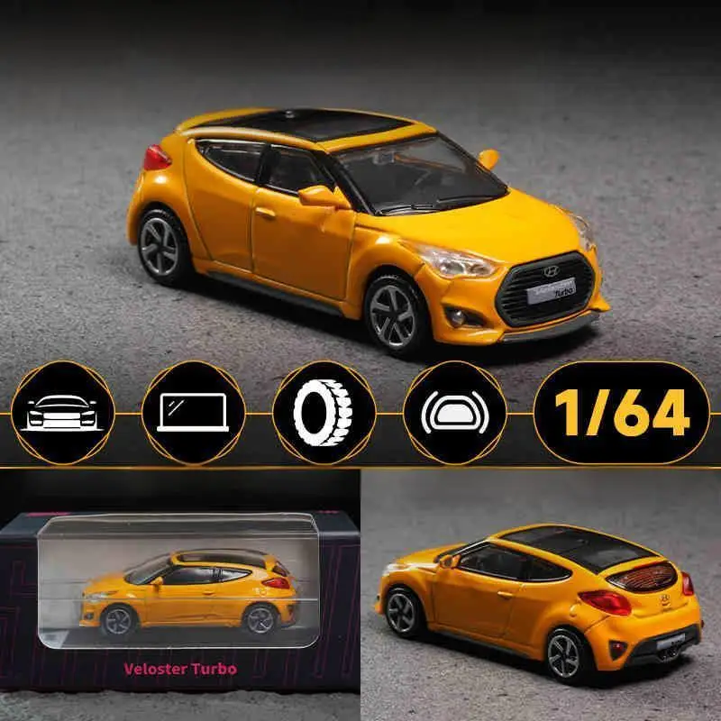 (amarillo) Modelo De Coche De Aleación A Escala 1:64 Y Modelo De Coche De Juguete.