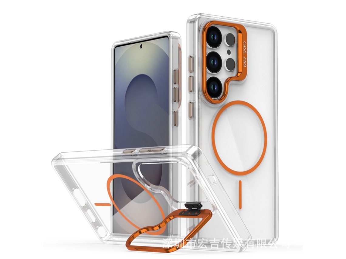 Capa Magnética Transparente Para Celular, Em Cores Vibrantes, Com Proteção Para Laranja - Samsung A57 5g