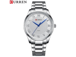 Reloj de cuarzo MDUG para hombre, sencillo, color blanco plateado, con brazalete de acero, multifuncional.