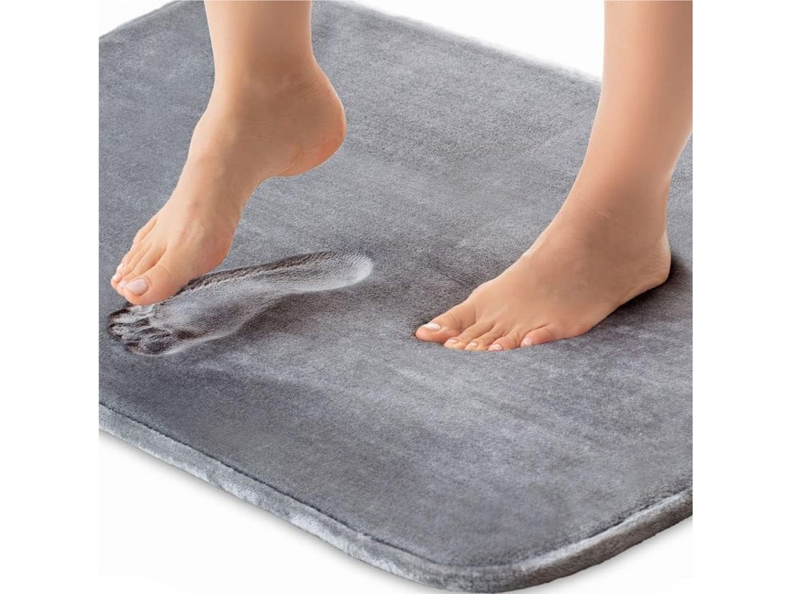Alfombrilla De Baño De Espuma Viscoelástica Gruesa, Suave Y Absorbente, Lavable A Máquina, Color Gris.