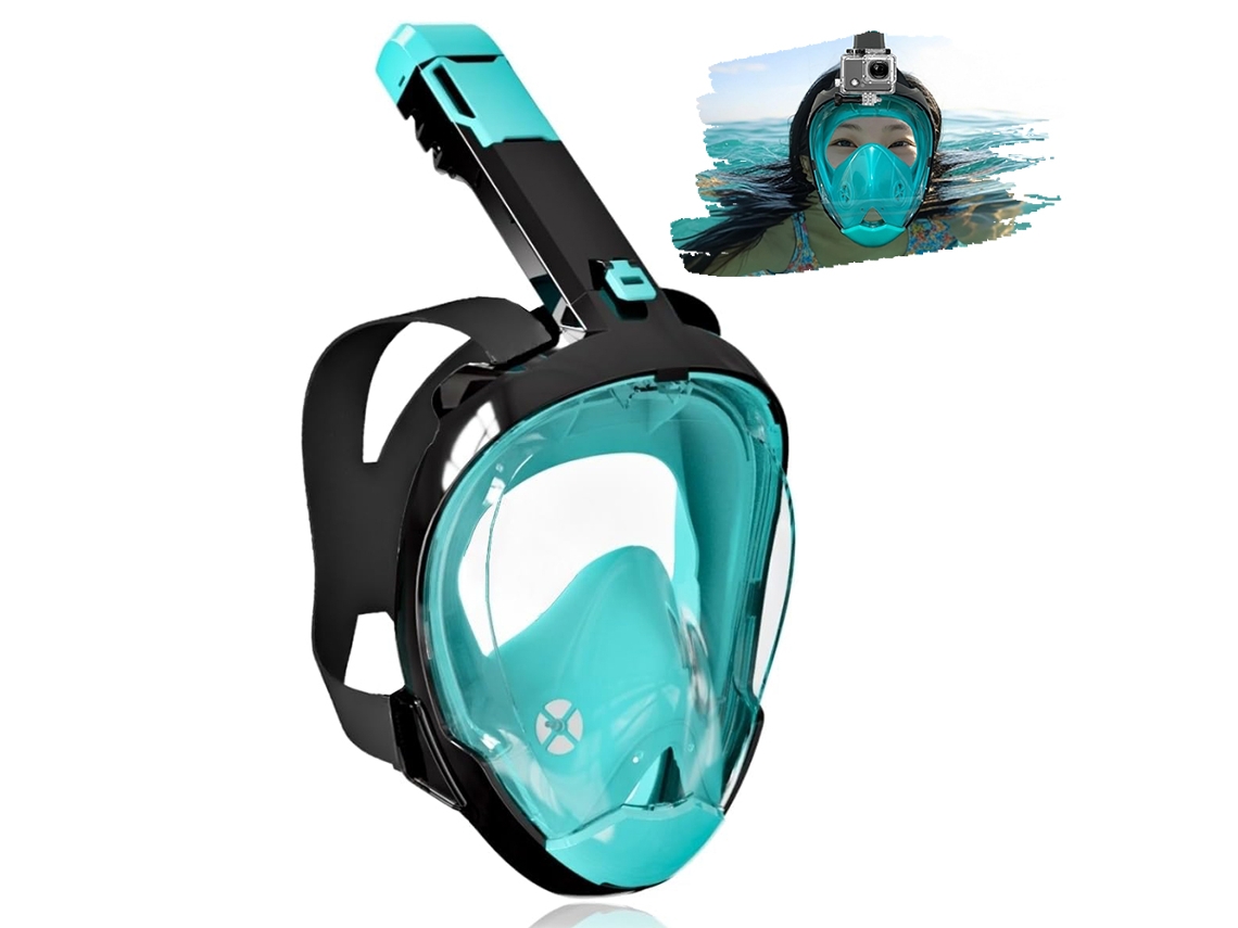 TRUYUETY Máscara De Snorkel Para Adultos Com Sistema Dry Top Vista Panorâmica 180º Equipamento Com Suporte Para Câmera Respiração Segura Anti Vazamento Anti Em