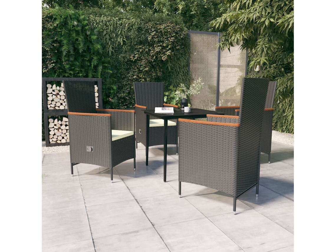 Conjunto de comedor de jardín DKD Home Decor con cojines negros