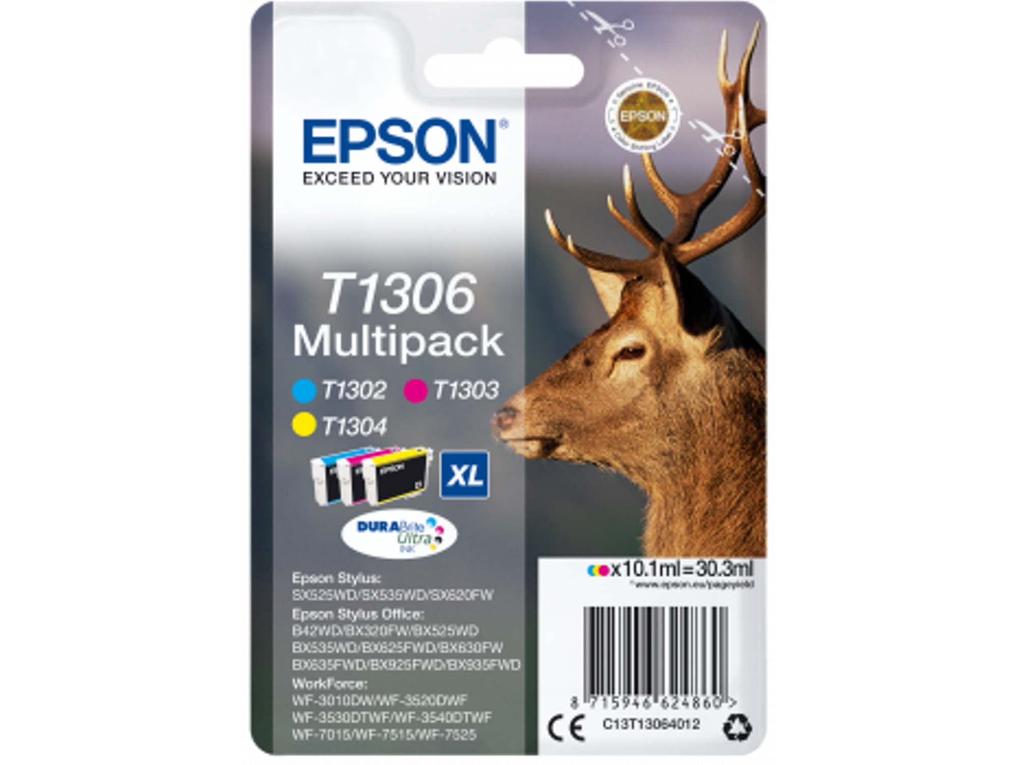 Pack ahorro cartuchos de tinta original EPSON T1306, Ciervo, C13T13064012