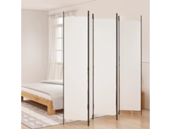 Biombo Divisor De 5 Paneles De Tela Blanco 250x220 Cm