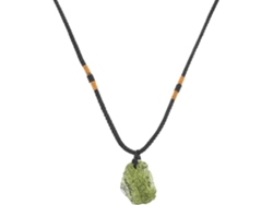 Colar Elegante Com Pingente Artesanal De Meteorito Verde Irregular - Fácil De Usar Em Eventos.
